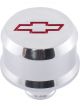Proform Chevy Bowtie Polish Slant Edge Alum Breather Cap Red Emblem