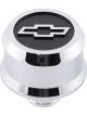 Proform Chevy Bowtie Chrome Slant Edge Alum Breath Cap Blk Raise/Rece