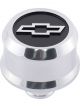 Proform Chevy Bowtie Polish Slant Edge Alum Breath Cap Blk Raise/Rece