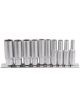 Draper Tools 1/4 Sq. Dr. Metric Deep Sockets On Metal Rail 10 Piece