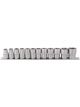 Draper Tools 1/2 Square Drive Socket Set On Metal Rail 12 Piece