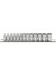 Draper Tools 1/4 Sq. Dr. Metric Socket Set On Metal Rail 13 Piece
