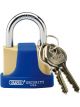 Draper Tools 42mm Solid Brass Padlock & 2 Keys W/ Shackle & Bumper
