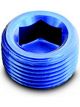 A-1 Products Fitting Plug 1/4 in NPT Allen Head Aluminum Blue Anodize