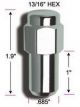 Gorilla Lug Nut Extended Mag 1/2-20 in Thread 13/16 in Hex Head 1.000