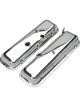 Trans-Dapt Valve Cover Stock Height Baffled Breather Holes Steel Chrome 