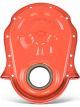 Proform Engine Timing Chain Cover For Chevy Orange Steel Embossed Bowtie Logo