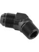 Proflow Male Adaptor -06AN 45 Degree To 1/4in. NPT, Black