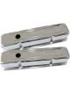 Aeroflow Chrome Steel Valve Covers Suit SB Chev With Logo, Tall