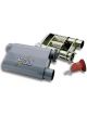 Flowtech Muffler Warlock 3 in. Inlet/Dual 3 in. Outlet Steel Gray