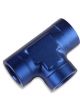 Mr Gasket Tee Fitting 1/4 in. NPT Female Aluminium Adapter Blue