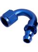Aeroflow 400 Series Push Lock 150 Degree Hose End -4AN Blue