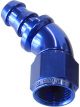 Aeroflow Full Flow Push Lock 45 Degree Hose End -8AN Blue
