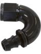 Aeroflow Full Flow Push Lock 150 Degree Hose End -4AN Black
