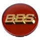 BBS Center Cap 70mm Red w/ Gold 3D Logo 4-tab