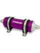 Fuelab 828 In-Line Fuel Filter Long -8AN In/Out 10 Micron Fabric Purpl…