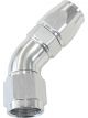 Aeroflow 570 One-Piece Full Flow 45 Degree Hose End -20AN Silver