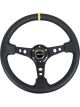 NRG Reinforced Steering Wheel 350mm / 3in. Deep Blk Leather w/Blk