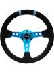 NRG Reinforced Steering Wheel 350mm / 3in. Deep Blk Suede w/New Bl…