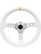 NRG Reinforced Steering Wheel 350mm / 3in. Deep Wht Leather w/Silv…