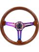 NRG Reinforced Steering Wheel 350mm / 3in. Deep Brown Wood w/Blk