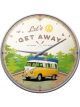 Nostalgic-Art Licensed Wall Clock VW Bulli Let's Get Away Green 30x30x5.5cm