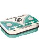 Nostalgic-Art Licensed Product Metal Mint Box VW Bulli Adventure Awaits 4x6x2cm