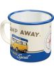Nostalgic-Art Licensed Enamel Coated Mug VW Bulli Lets Camp Away White 360ml