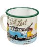 Nostalgic-Art Licensed Enamel Coated Mug VW Bulli Let's Get Lost White 360ml