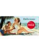 Nostalgic-Art Licensed Long Sign Coca-Cola Beach Couple Blue 1cmx25cmx50cm
