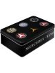 Nostalgic-Art Licensed Flat Tin Mercedes-Benz Logo Evolution Black 16x7cm 2.5L