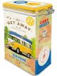Nostalgic-Art Licensed Clip Top Tin VW Bulli Let's get Away! Yellow 11x17.5 1.3L