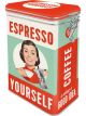 Nostalgic-Art Licensed Clip Top Tin Espresso Yourself Red 7.5x11x17.5cm 1.3L