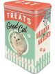 Nostalgic-Art Licensed Clip Top Tin Cat Treats Light Green 7.5x11x17.5cm 1.3L
