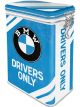 Nostalgic-Art Licensed Clip Top Tin BMW Drivers Only Blue 7.5x11x17.5cm 1.3L