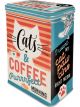 Nostalgic-Art Licensed Clip Top Tin Cats & Coffee Multi 7.5x11x17.5cm 1.3L