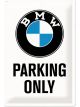 Nostalgic-Art Licensed Product Medium Metal Sign BMW Parking Only White 20x30cm
