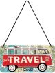 Nostalgic-Art Licensed Hanging Metal Sign VW Bulli Travel the World 20x10cm