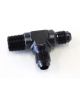 Aeroflow Tee With NPT On Run 3/8 Inch to -6AN Black