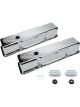 Racing Power Aluminum Valve Cover Chrome Ball Milled Pair For SBC