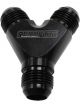 Aeroflow Y-Block -10AN Inlet, -8AN Outlets Black