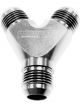 Aeroflow Y-Block -12AN Inlet, -10AN Outlets Silver