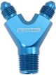 Aeroflow Y Block Adapter Blue 1 Male 1/8in NPT to 2 Male -3AN