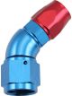 Aeroflow 200 Series Teflon 45 Deg Hose End -10AN to -8 Blue/Red