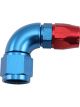 Aeroflow 200 Series Teflon 90 Deg Hose End -10AN to -8 Blue/Red