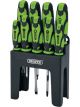 Draper Tools Soft Grip Screwdriver Set 9 Piece Green