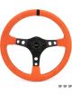 Grant Steering Wheel Race 13.5in Orange Suede Grip Black Stripe Black