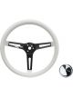 Grant Steering Wheel Classic 13.5in 3.5in Dish 3-Spoke White/Chrome