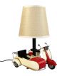 Auto Petit USB LED Lamp Scooter and Sidecar Red 18x15x26cm