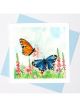 Boyle Quilled Greeting Card Gold and Blue Butterflies 15x15cm
